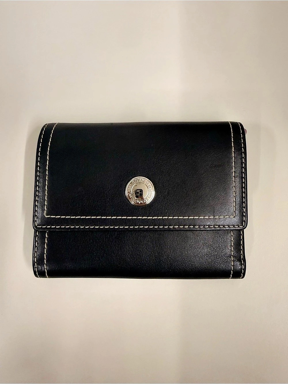 Vintage Coach Hamptons Black Leather Trifold Wallet
